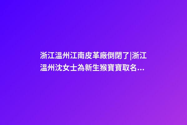 浙江溫州江南皮革廠倒閉了|浙江溫州沈女士為新生猴寶寶取名時尚型套餐-第1張-公司起名-玄機派